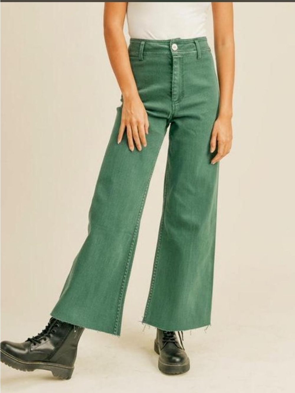Miou Muse High-Rise Wide Leg Women's Jeans in Green